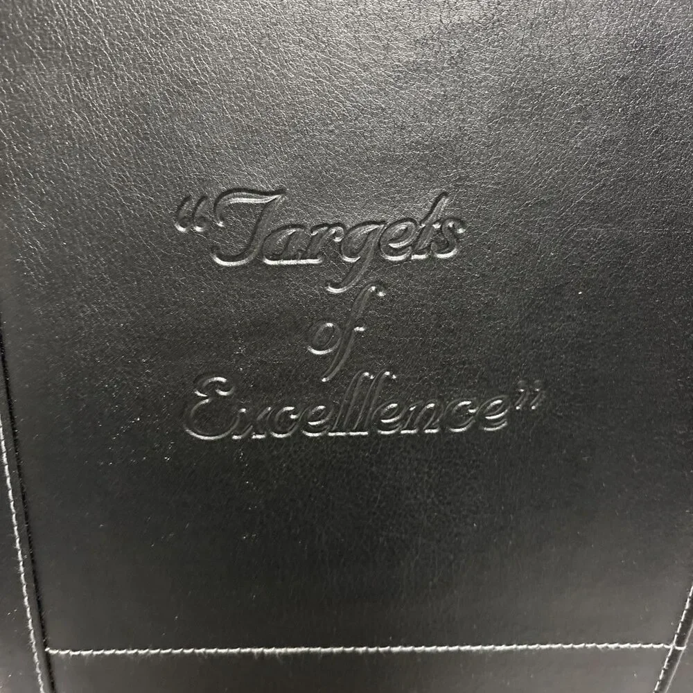 Black Faux Leather Targets Of Excellence Pad Folio Holds 8.5” X 11” Notepad